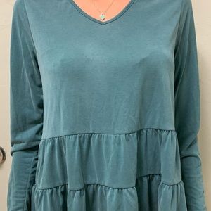Army green tee shirt long sleeve with peplum top